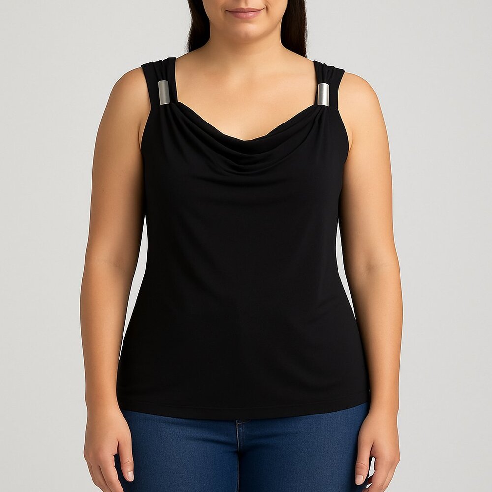 Kenneth Cole Reaction‎ Black Draped Sleeveless Top